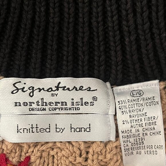 Vintage Northern Isles Hand Knit Cardigan Sweater Size L 90s Cottagecore Floral - Picture 8 of 11